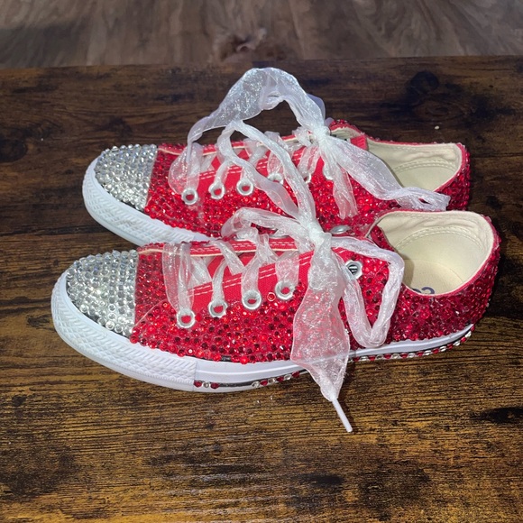 custom made red blinged-out converse - Picture 3 of 9